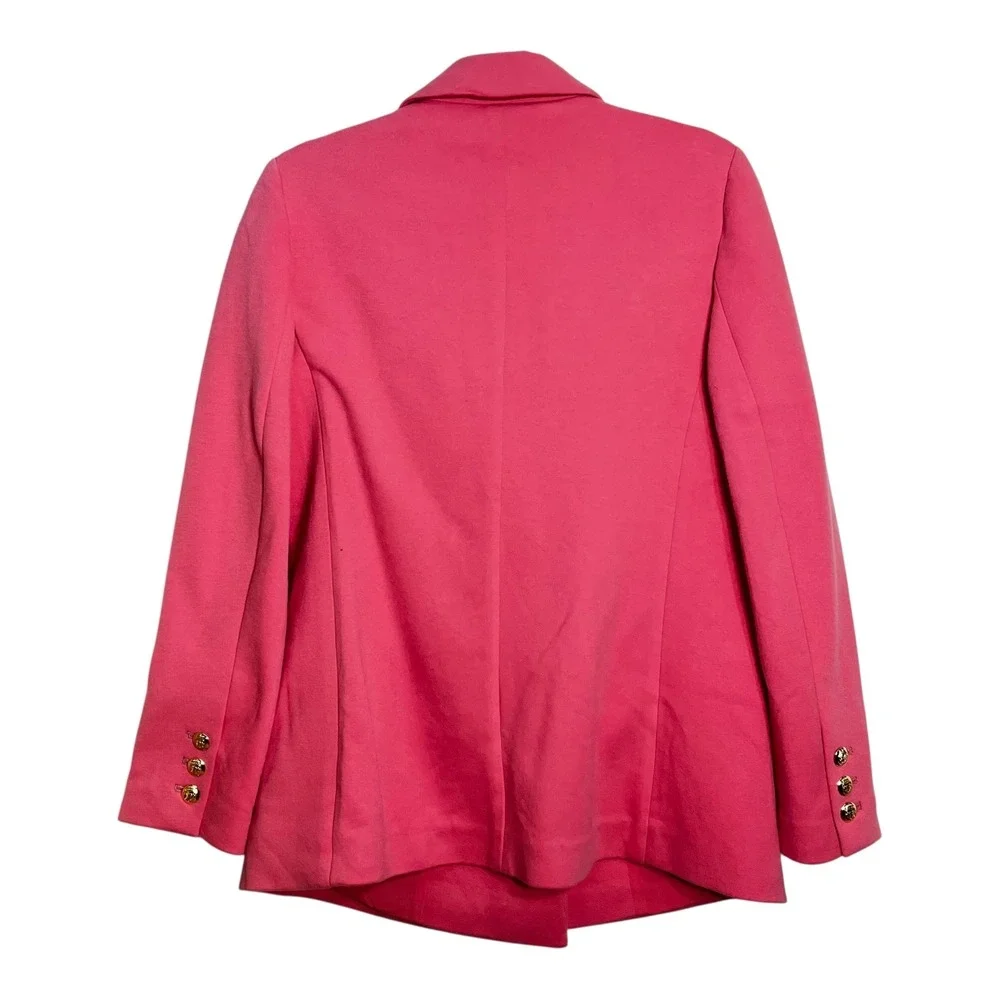Talbots Womens Pink Double Breasted Gold Button‎ Cotton Blend Blazer Size 10